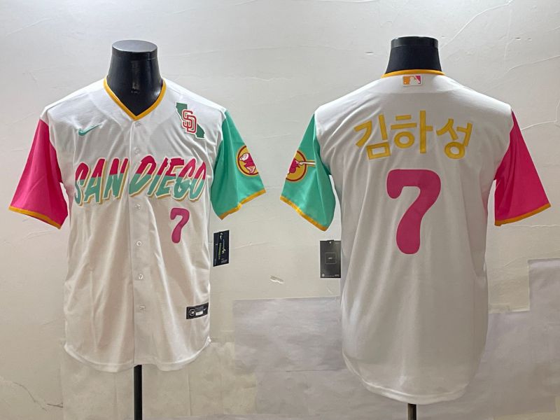 Men San Diego Padres #7 H.S.Kim White City Edition 2025 Nike MLB Jersey style 2->san diego padres->MLB Jersey